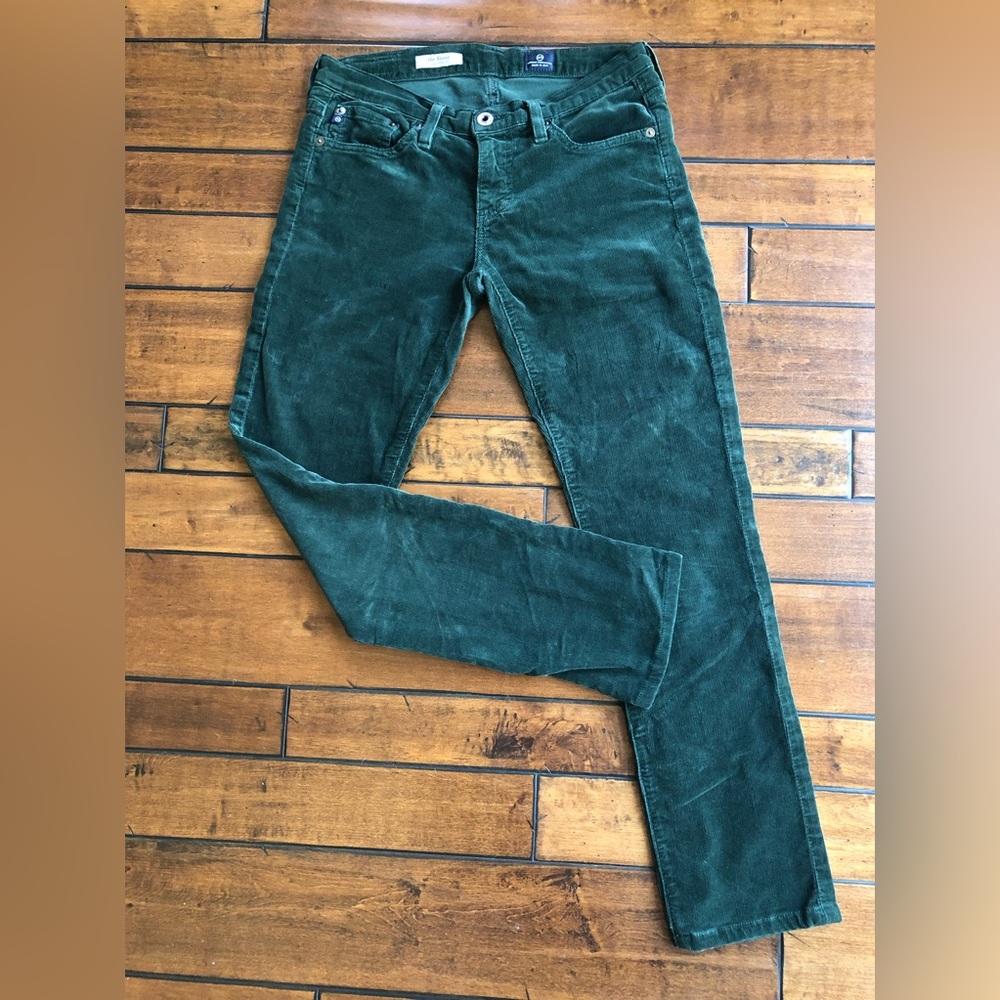 AG Adriano Goldschmidt Stevie Slim Straight Green Corduroy Size 26